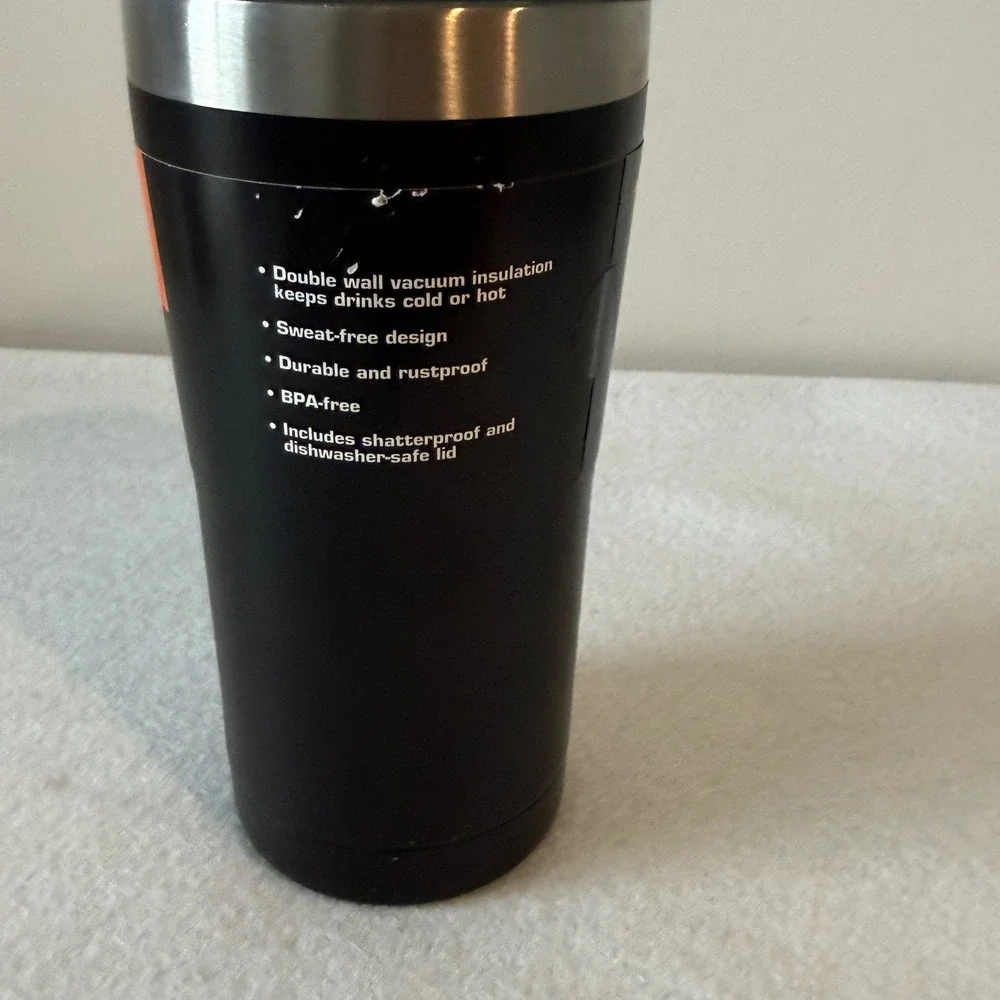 Ozark Trail 20 oz Vacuum Insulated‎ Stainless Steel Tumbler Black w Lid